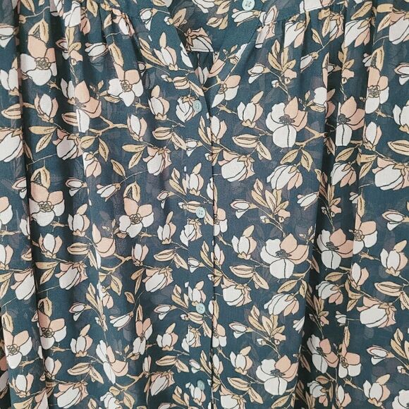Loft Floral Chiffon Button Front Blouse Size Extra Small - Picture 2 of 8